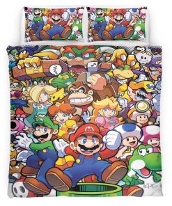 Housse De Couette Personnages Super Mario 12 Parure de lit Ensemble De Literie