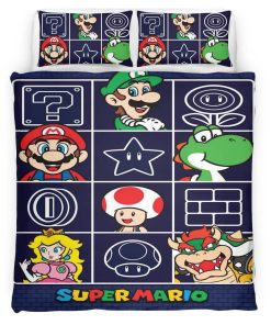 Housse De Couette Personnages Super Mario 46 Parure de lit Ensemble De Literie