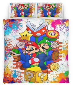 Housse De Couette Super Mario Luigi Parure de lit Ensemble De Literie