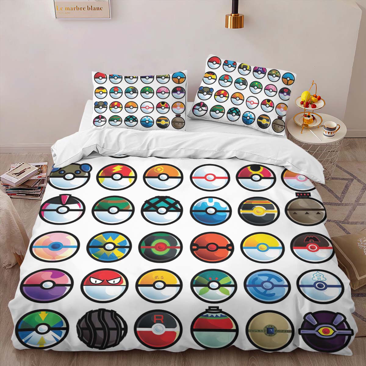 Housse De Couette Grand Tableau des Poké Balls Pokémon Parure de lit Ensemble De Literie – Image 2