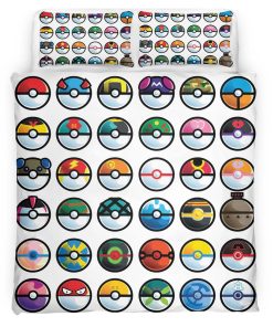 Housse De Couette Grand Tableau des Poké Balls Pokémon Parure de lit Ensemble De Literie