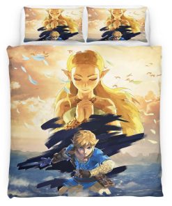 Housse De Couette The Legend of Zelda – Link & Princesse Zelda Tous les Personnages 4 Parure de lit Ensemble De Literie