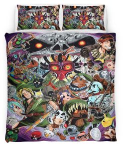 Housse De Couette The Legend of Zelda – Masque de Majora Skull Kid & Personnages Parure de lit Ensemble De Literie