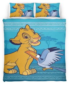 Housse De Couette Le Roi Lion Simba et Zazu Parure de lit Ensemble De Literie