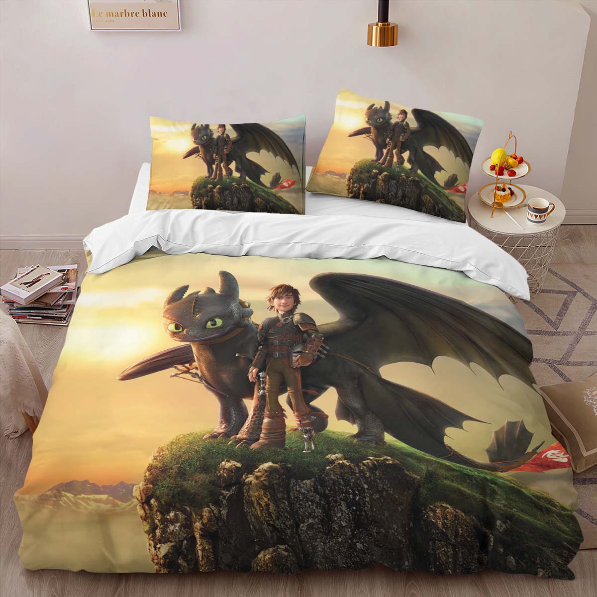 Housse De Couette Krokmou et Harold Dragons 02 Parure de lit Ensemble De Literie – Image 2