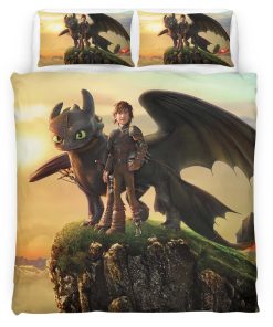 Housse De Couette Krokmou et Harold Dragons 02 Parure de lit Ensemble De Literie