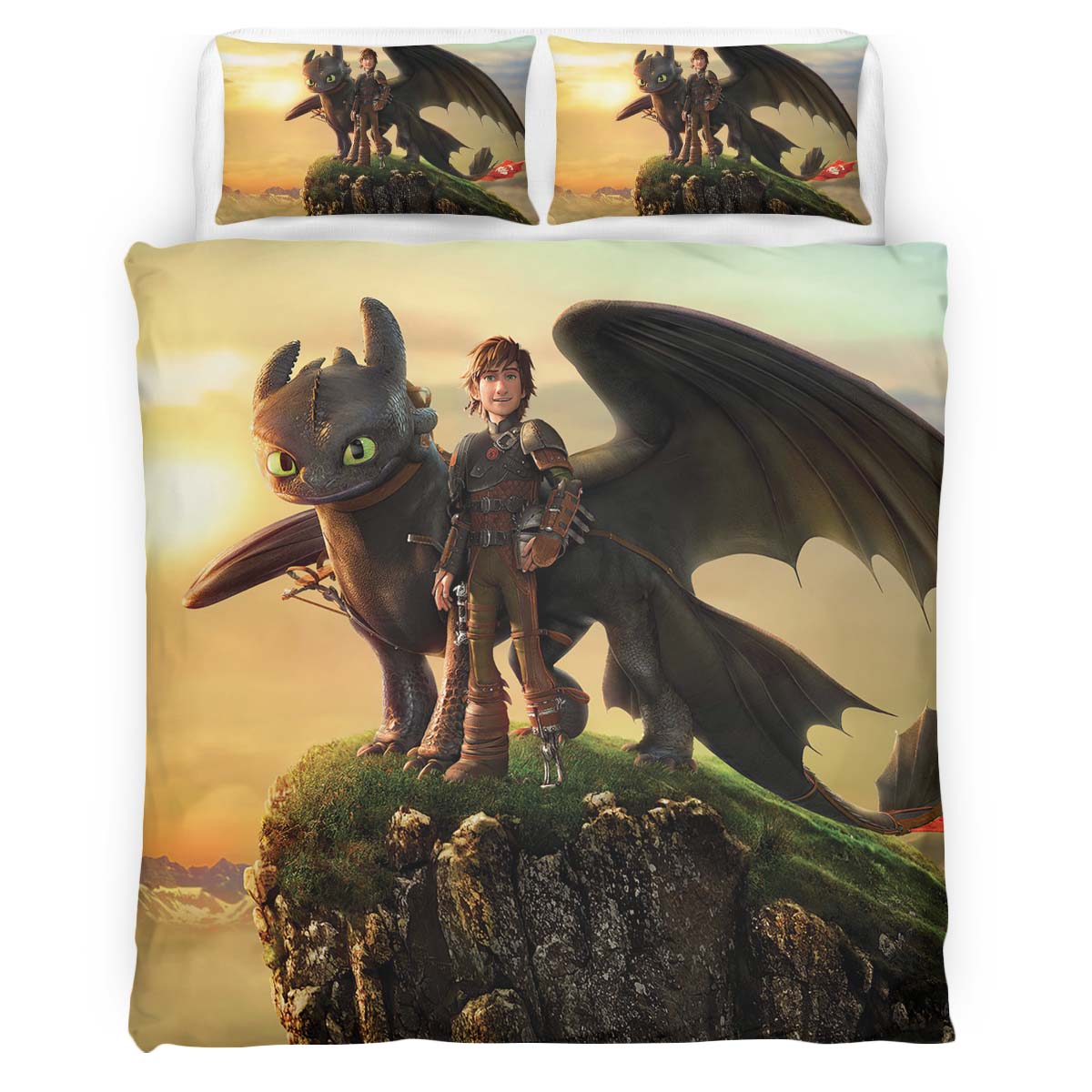 Housse De Couette Krokmou et Harold Dragons 02 Parure de lit Ensemble De Literie