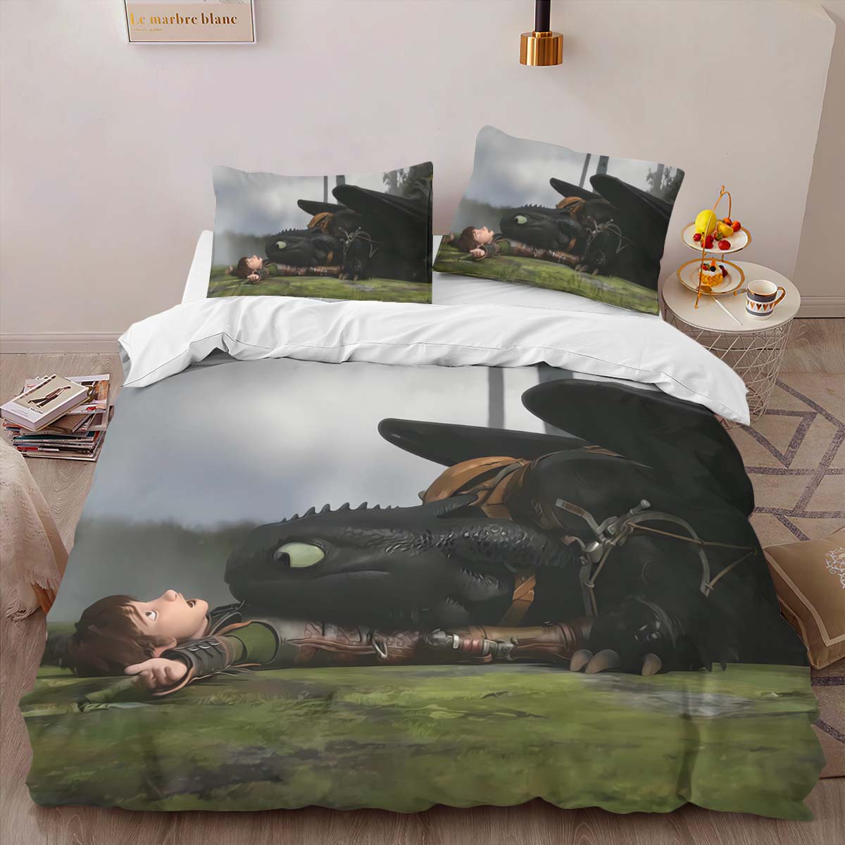 Housse De Couette Krokmou et Harold Dragons 04 Parure de lit Ensemble De Literie – Image 2