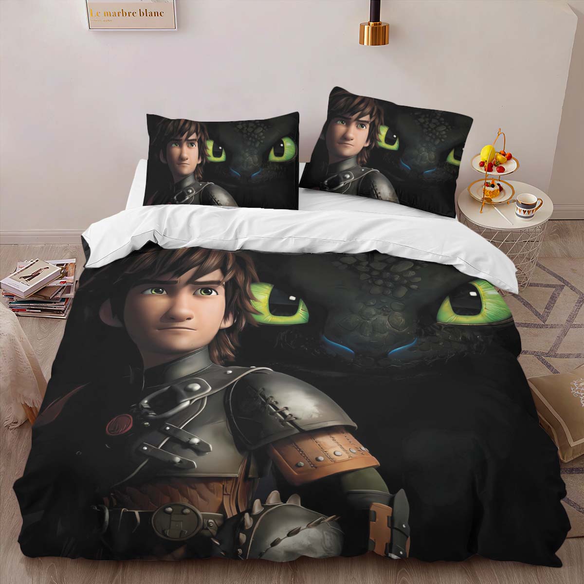 Housse De Couette Krokmou et Harold Dragons Parure de lit Ensemble De Literie – Image 2