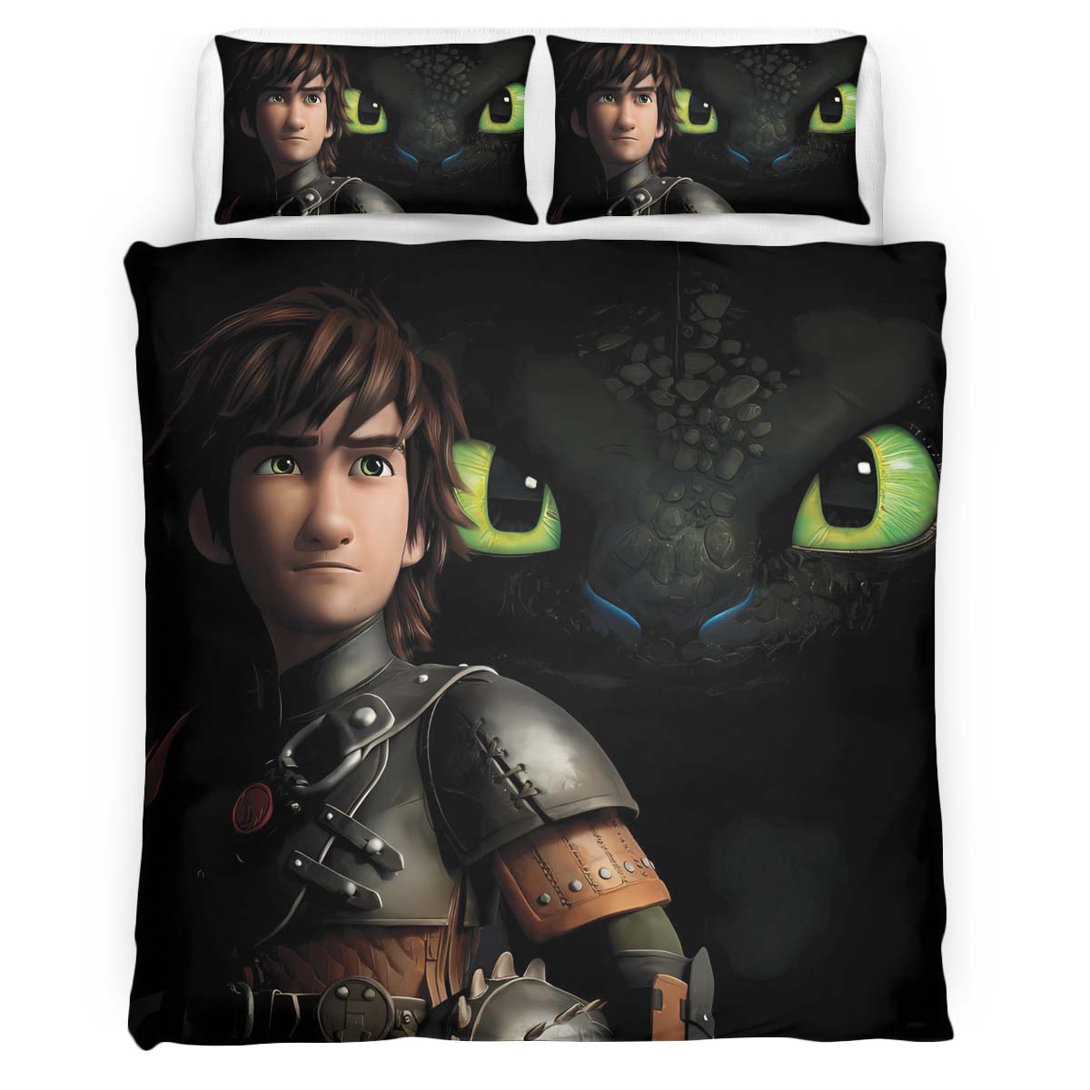 Housse De Couette Krokmou et Harold Dragons Parure de lit Ensemble De Literie
