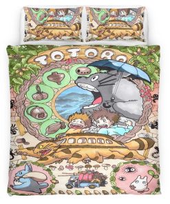 Housse De Couette Totoro à l’Arrêt de Bus Parure de lit Ensemble De Literie