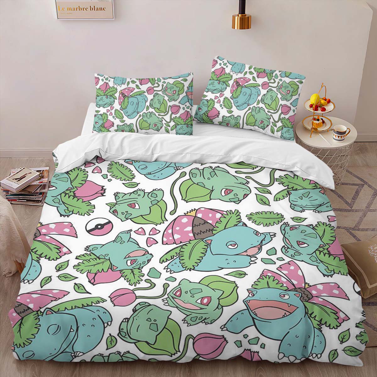 Housse De Couette Florizarre, Herbizarre & Bulbizarre Pokémon Parure de lit Ensemble De Literie – Image 2