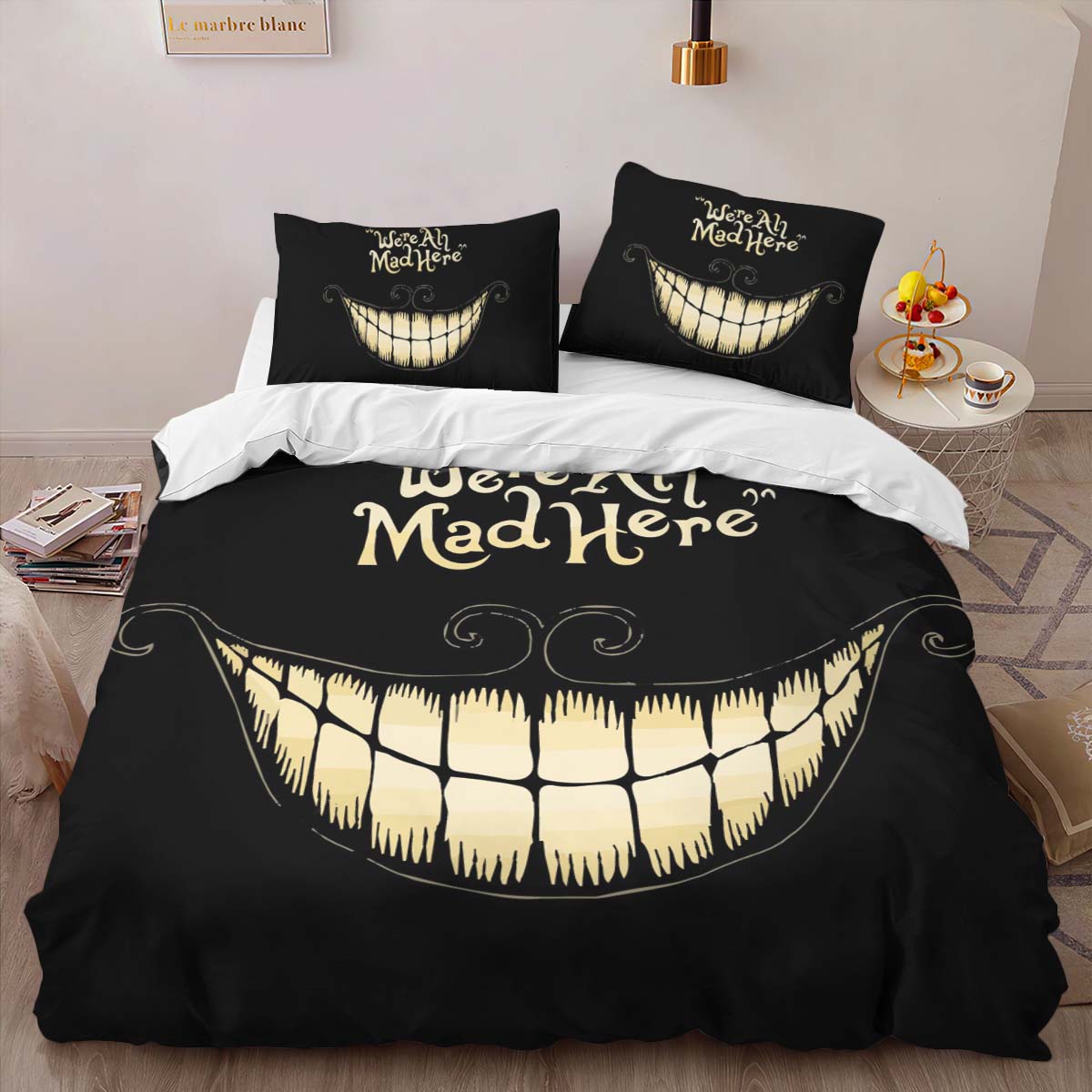 Housse De Couette Nous sommes tous fous ici Alice au pays des merveilles Parure de lit Ensemble De Literie – Image 2