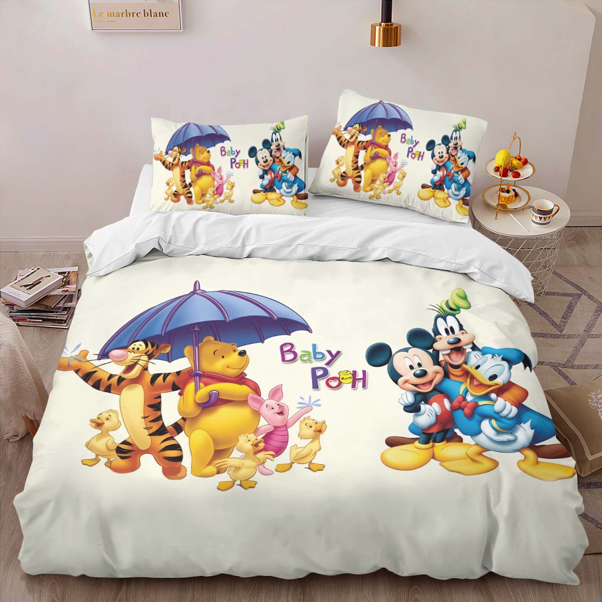 Housse De Couette Winnie l’Ourson et Personnages Disney Parure de lit Ensemble De Literie – Image 2