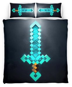 Housse De Couette Épée enchantée Minecraft Parure de lit Ensemble De Literie
