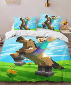 Alternative view of Housse De Couette Herobrine personnage Minecraft à cheval Parure de lit Ensemble De Literie