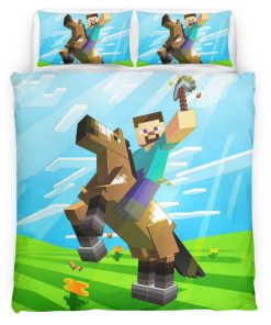 Housse De Couette Herobrine personnage Minecraft à cheval Parure de lit Ensemble De Literie