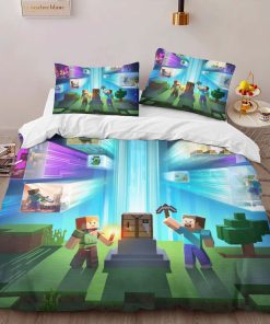 Alternative view of Housse De Couette Minecraft Steve et Alex Parure de lit Ensemble De Literie