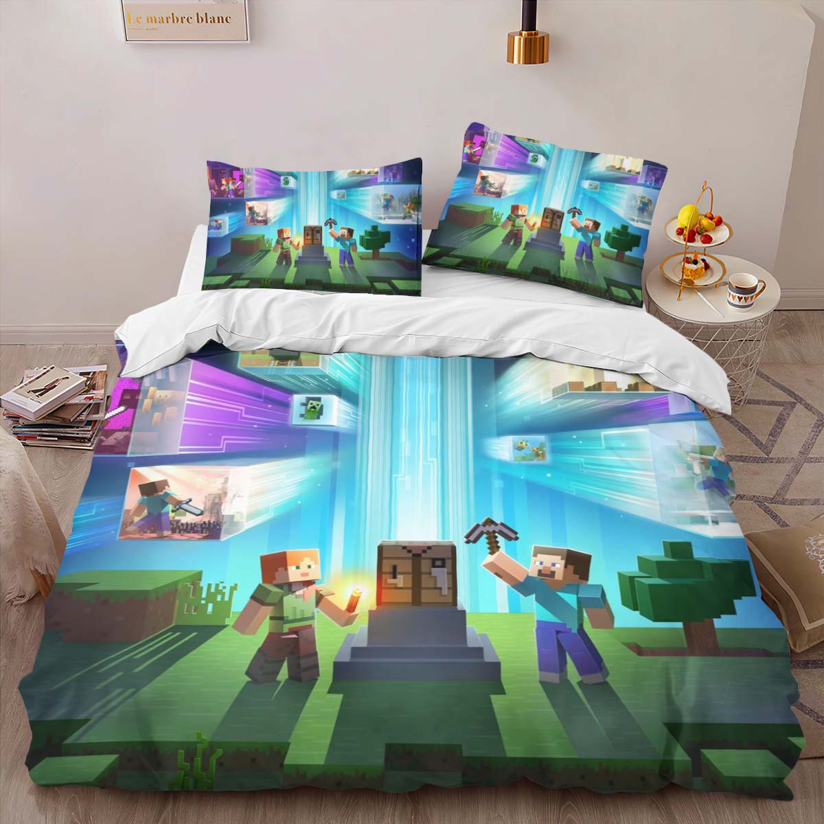 Housse De Couette Minecraft Steve et Alex Parure de lit Ensemble De Literie – Image 2