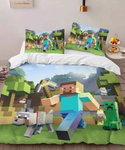 Alternative view of Housse De Couette Minecraft Tous les Personnages Steve et Creeper Parure de lit Ensemble De Literie