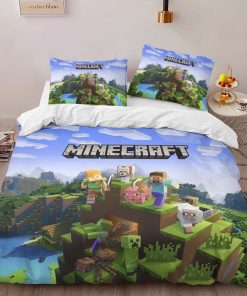Alternative view of Housse De Couette Minecraft Tous les Personnages Steve et Loup Parure de lit Ensemble De Literie